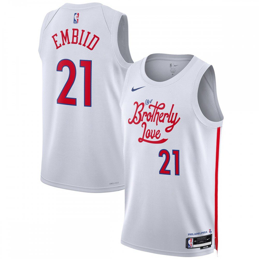 Joel Embiid Philadelphia 76ers Unisex 2022/23 Swingman Jersey - City Edition - White-Pro Kit Vault | Brand New 26/27 Sports Jerseys
